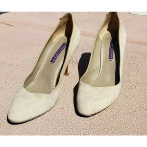 RALPH LAUREN COLLECTION | Beige Suede Pointed Toe Heels Size 9.5